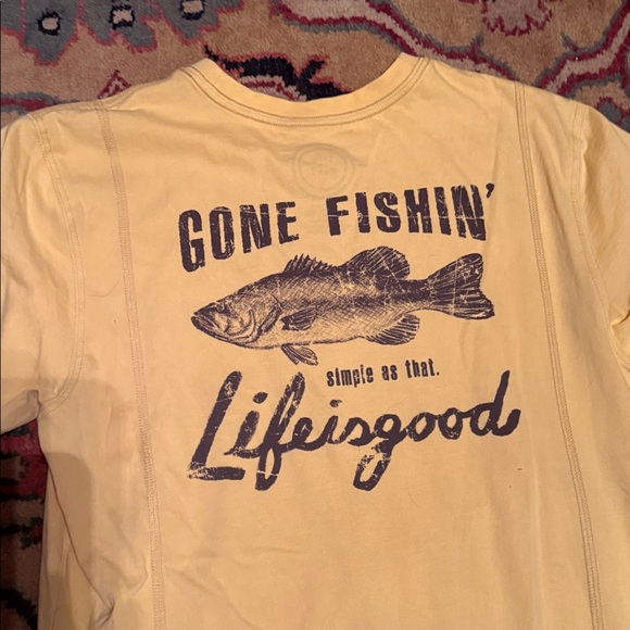 Yellow Graphic Tee & Floral Skirt Set stretches to 32”  both all cotton t-men sm - Picture 3 of 6